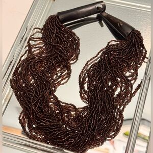 Gerda Lynggaard Monies AB Seed Bead Multi Strand Horn Hook Necklace Tornado